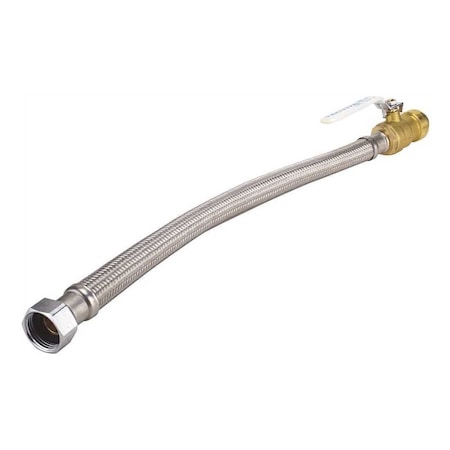 Tectite 3/4" Push-to-Connect x 3/4" Female Thread x 18" Stainless Steel Water Heater Connector with BV FSBBS34F18BV