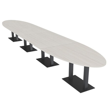 Skutchi Designs Oval Conference Table With Power, 48 in W, 264 in L, Ivory HAR-OVL-48X264-DOU.BK-K458-NA