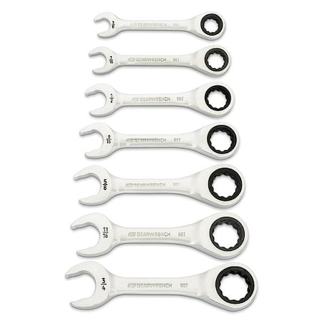 Gearwrench Stubby Combination, SAE, 7 PC, 12 Pt 86858