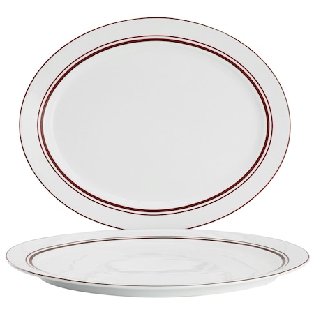 Sur La Table 2 Piece Le Marais New Bone 14 Inch Fine Ceramic Oval Platter Set in Brick 750122366M