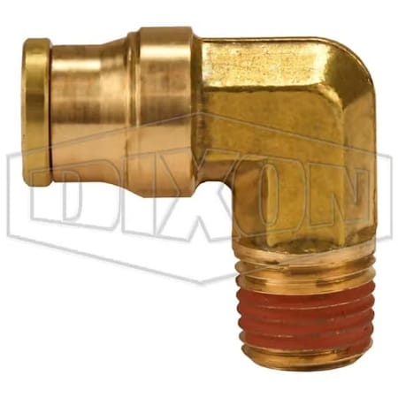 Dixon Push-In Elbow, 1/4 x 3/8 in Nominal, MNPT x Tube, Brass, Domestic AQ69DOT6X4