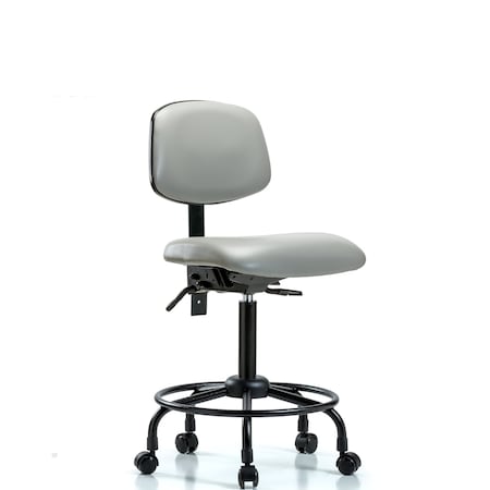 Blue Ridge Ergonomics Bench Chair, Vinyl, RT, Casters, Dov, No Arms, 22" to 29" Height, Dove BR-VMBCH-RT-T0-A0-RC-8567