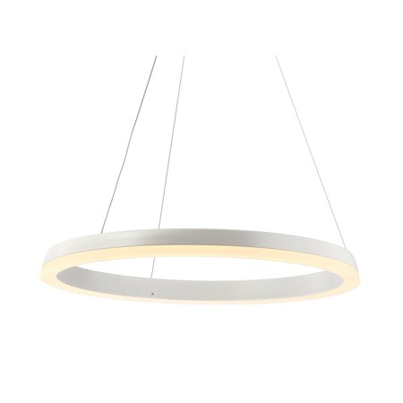 Jonathan Y Baxter 23.5" 1-Light Modern Contemporary Aluminum Integrated LED Hoop Pendant, Matt White JYL7200A