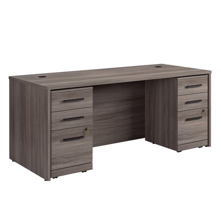 Officeworks By Sauder 2-File Double Ped Desk, 29.291 in H, 71.102 in W X Hudson Elm 431512