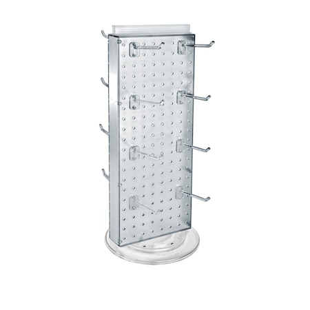 Azar Displays Revolving 8''W x 20.625''H Pegboard Counter Display w/16 4''Hooks 700508-CLR-4C16