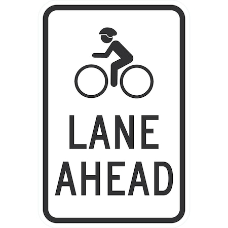Lyle Lane Ahead (With Man Riding Bike Symbol), 12x18, Diamond Grade, White G-3023-DG_12x18