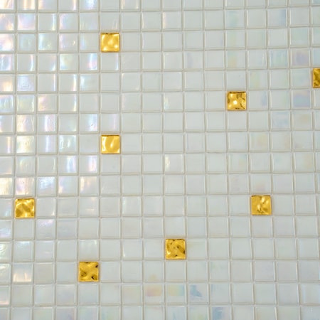 Apollo Tile Mingles 11.6inx11.6in Glossy White and Gold Glass Mosaic Wall and Floor Tile 18.69 sqft/case, 20PK MIX1588WH118A