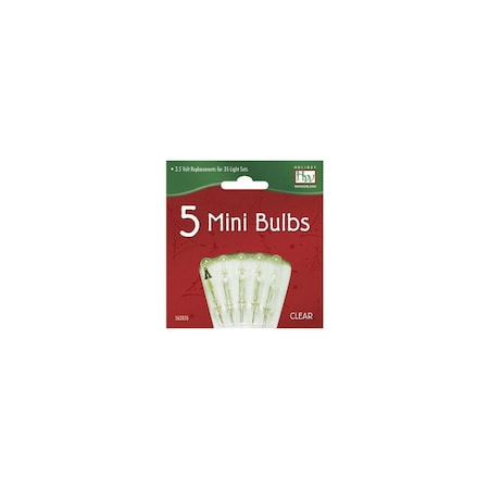 Holiday Wonderland Christmas Lights Replacement Bulb, For 35, 70 & 140-Light Sets, Clear, 3.5-4V X/B, 5PK 1265-2-88