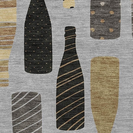 Homeroots 50" X 70" Gray Black And Gold Champagne Bottle Stripe Microfiber Plush Throw Blanket 712593