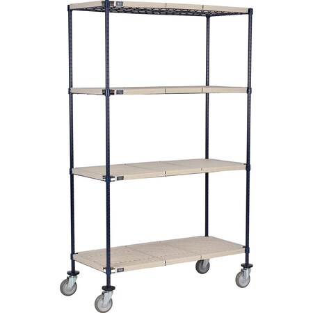 Global Industrial Nexel 4 Shelf Truck, Nexelite, 72"W x 24"D x 80"H, Polyurethane Swivel Casters B2381939