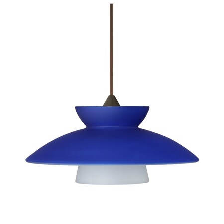 Besa Lighting Trilo 7 Cord Pendant, Blue Matte, Bronze Finish, 1x50W Halogen 1XT-271823-BR