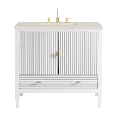 James Martin Vanities Myrrin 36" Vanity, Bright White, w/ 3 CM Siberian Silestone Top 485-V36-BW-3SFR