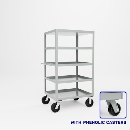 Pucel Five Shelf Extra Heavy Duty Stock Cart, 30 in W x 68 in H x 36 in D, Black H-3036-P
