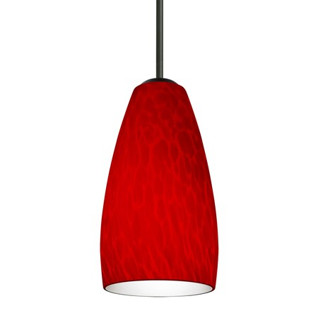 Besa Lighting Besa Chrissy Pendant, Red Cloud, Black Finish, 1x 40W MAX E12 Base 1BT-1509RC-BK