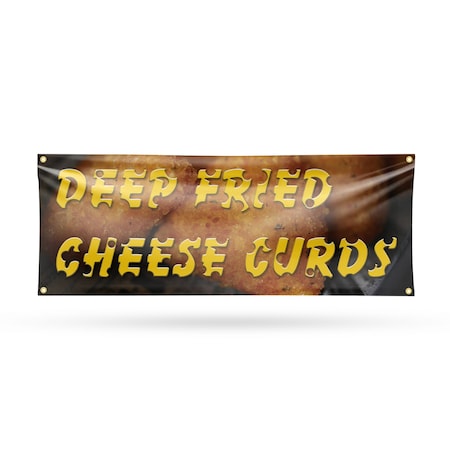 Signmission Deep Fried Cheese Curds, 18 Inch x 48 Inch, Vinyl Banner B-30536