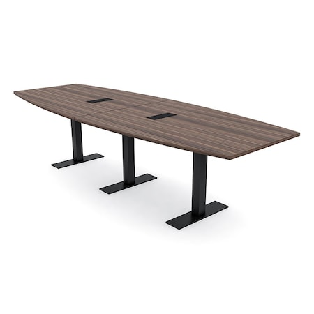 Skutchi Designs 12 Person Conference Table With Power Unit | 12' Boat Table | Harmony Series HAR-BOT-48X144-T.BK-H3041-EBLK