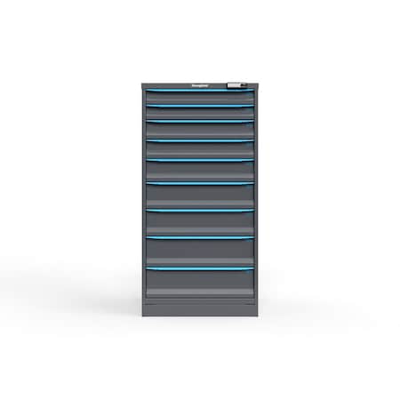 Strong Hold 9 drawer cabinet - (2x 3ft, 2x 4ft, 1x 5ft, 2x 6ft, 2x 7ft) - Blue accents - E-Lock w/ Tracking S3060-PPTAS-0901FS