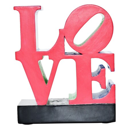 Homeroots 4" Red Blue Green And Black Resin Love Tabletop Sculpture 568398
