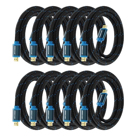 Maximm 8ft 4K 60Hz 18Gbps HDMI 2.0 Braided Cable, 10PK HD2-8FT-10PK