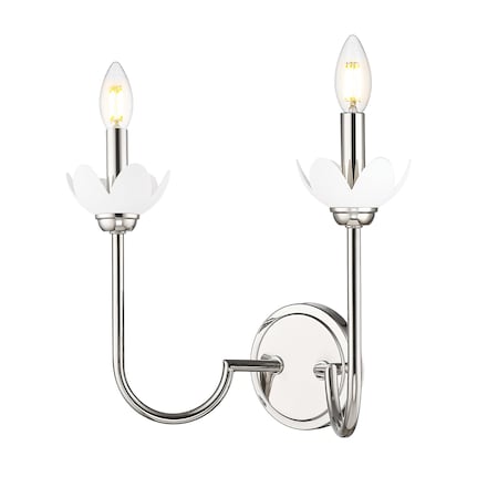 Z-Lite Allistair 2-Light Wall Sconce, 15 in W, Polished Nickel 352-2S-PN