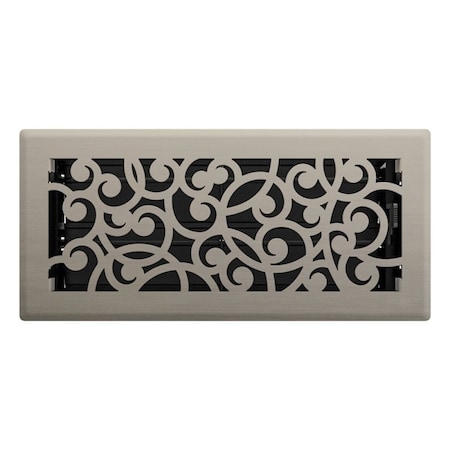 Imperial Wonderland Design Decorative Floor Register, 10 in L, 4 in W, Steel, Brushed Nickel RG3360