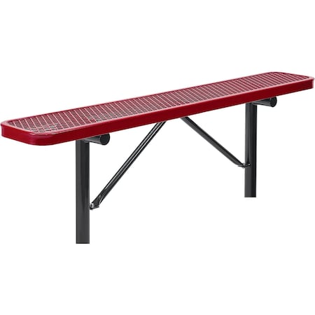 Global Industrial 6' Outdoor Steel Flat Bench, Expanded Metal, In Ground Mount, Red 277156IRD