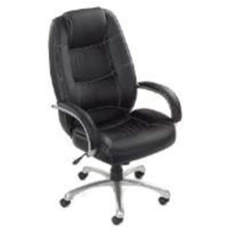 Famous Brand 1609BPUE-BLACK Saddle Stitched High Back Leather Chair YYGB-240121BK