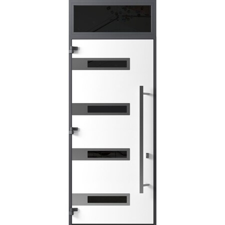 Vdomdoors Front Exterior Prehung Steel Door Ronex0131 Black Enamel 96 Transom Window Sidelite Stainless RONEX0131EXD-BLK-W36xH96+16-RH-I