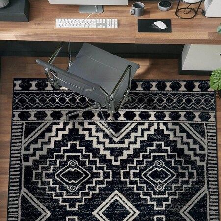 World Rug Gallery Transitional Bohemian Area Rug 4 ft x 6 ft Black WR95BLACK4X6