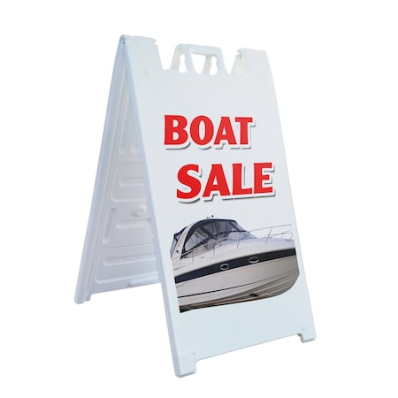 Signmission Boat Sale, A-Frame & 2 Sign Inserts, Heavy-Duty Plastic Frame SBHD-C-2436-Boat Sale