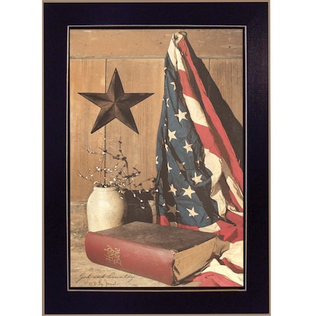 Homeroots God and Country Black Framed Print Wall Art 415261