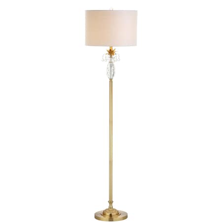 Jonathan Y Adalyn 61" Crystal / Metal LED Floor Lamp, Clear/Brass Gold JYL2031A