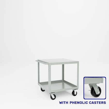 Pucel Heavy Duty Shop Truck, 30 in W x 30 in D x 33.5 in H, Two Shelves, Push Handle, Gray 3030-DT-2P