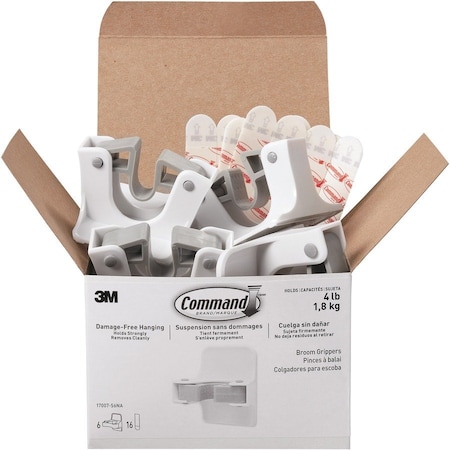 Command Hook, White, Plastic, 2 in D, PK6 17007-S6NA
