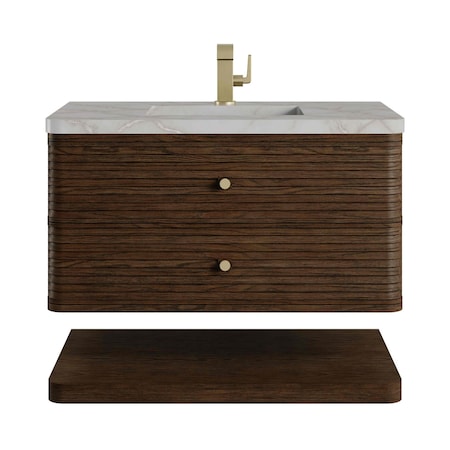 James Martin Vanities Allamari 36" Single Vanity, Sable w/ Single Hole 3 CM Victorian Silver Silestone Top D640-V36-SBL-3VSL