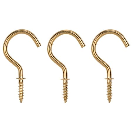 Prosource Cup Hook, 5/32 in Thread, 46 mm L, Brass, Brass Plated PH-122315-PS