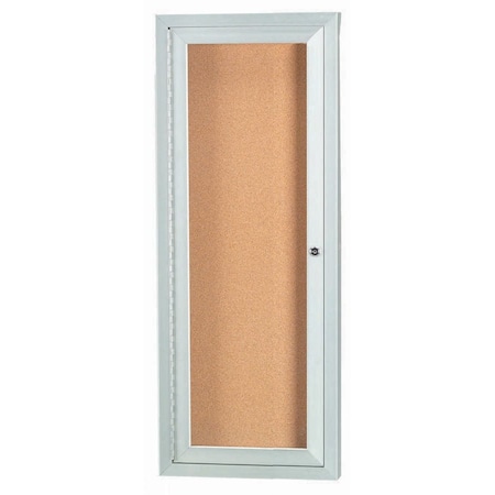 Aarco Enclosed Natural Pebble Grain Cork Bulletin Board w/ Clear Satin Anodized Al Frame, 36''Hx12''W DCC3612R