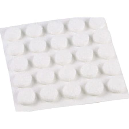 Shepherd Hardware Furniture Pad, Felt Cloth, White, 3/8 in Dia, Round 9957