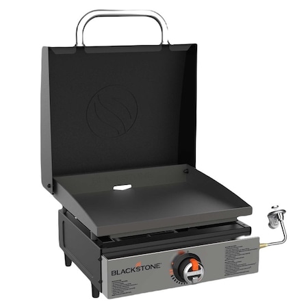 Blackstone ORIGINAL Series Tabletop Griddle with Hood, 12,500 Btu, Propane, 1Burner, Side Shelf Included No 1814