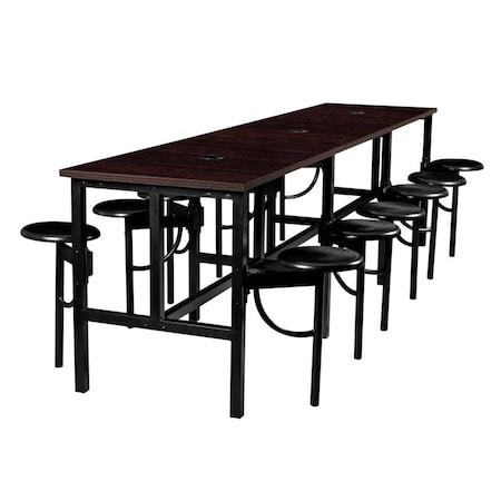 Regency Endure Standing Height Collaborative Table & Chair Set with 12 Pull-Out Stools, Walnut Top 9012-WLT-DVN