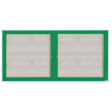 Aarco Outdoor Illuminated Enclosed Bulletin Board w/ Al Frame, Powder Coated Green, 36''Hx72''W ODCC3672RIG