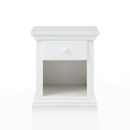 Homeroots 24" White Solid Wood and Wood Square One Drawer Nightstand 530245