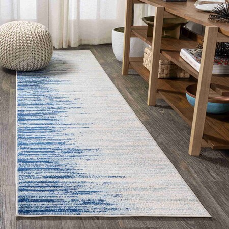 Jonathan Y Linear Modern Half-Stripe Blue/Cream 2 ft. x 8 ft. Runner Rug CTP112A-28