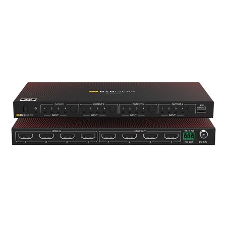 Bzbgear 4x4 4K UHD HDMI Seamless Matrix Switcher and Video Wall Processor with Scaler/IR/Audio/RS-232 BG-MVS4X4-CV