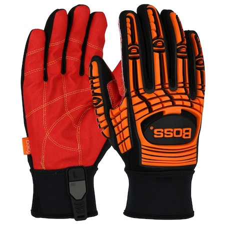 Boss Red PVC Grip Palm and Spandex Back, TPR Impact Protection 22101