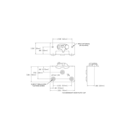Le Johnson Door Hanger Plate Side Mount 100 Series F/ 1-3/4 in  Doors - 2ea + Screws (Bagged) 1124PLB2