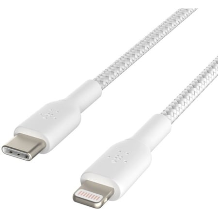 Belkin Braided USB-C to Lightning Cable (1m / 3.3ft, White) CAA004BT1MWH