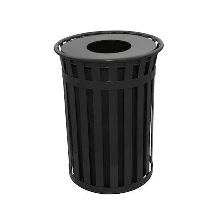 Witt Industries 50 gal Round Outdoor Can, Black, Metal M5001-FT-BK