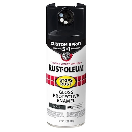 Rust-Oleum Rust Preventative Spray Paint, Gloss, Ink Black, 12 oz, Can 380397