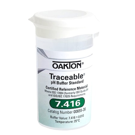 Cole Parmer Traceable pH Buffer Standards, 7.416 pH Value, 6 Single Use 100ml Containers, 6PK 844285